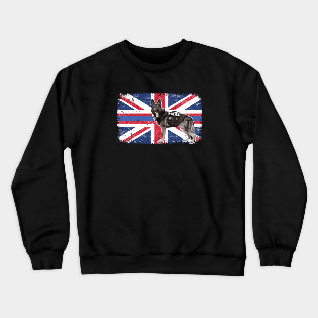 K9 Police Dog Thin Blue Line Uk Flag K9 Police Dog Uk Crewneck