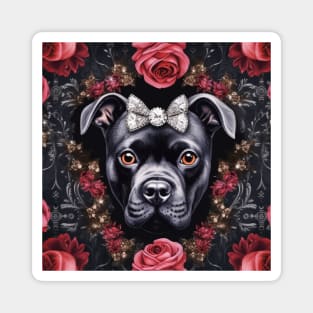 Cute Black Staffy Magnet