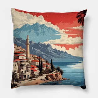 Antalya Turkey Vintage Retro Travel Tourism Pillow