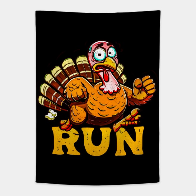 Turkey Trot Running Funny Thanksgiving Costume Run Tapestry by alyssacutter937@gmail.com