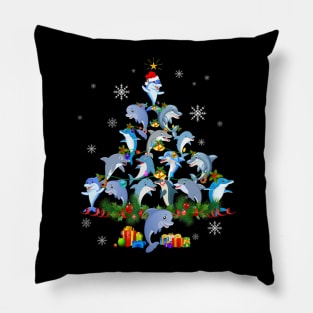 Dolphin Christmas Tree Light Sweater Santa Dolphin Christmas Pillow