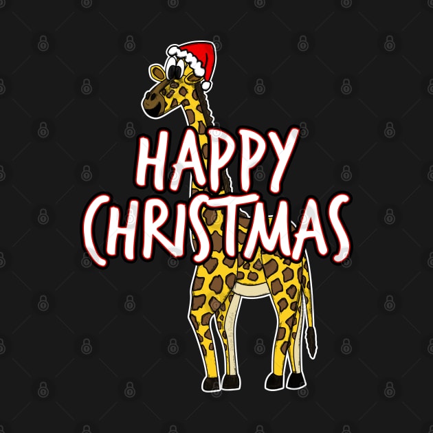 Christmas Giraffe Santa Hat Safari Animal Xmas 2021 by doodlerob