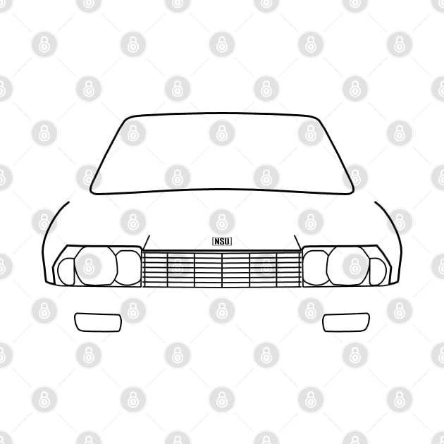 NSU Ro 80 classic car black outline graphic by soitwouldseem