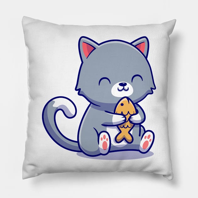 Mochi Mochi Peach Cat Sticker Pillow by timegraf