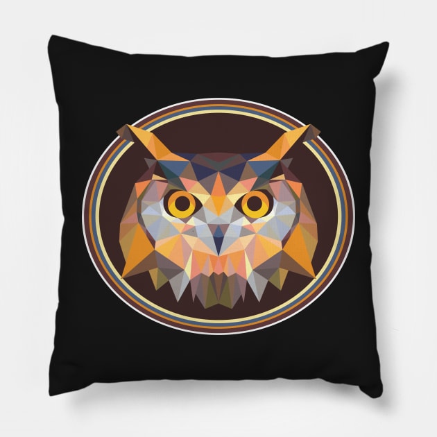 Owl Colorful Pop Art Bird Lovers Geometric Head Pillow by markz66