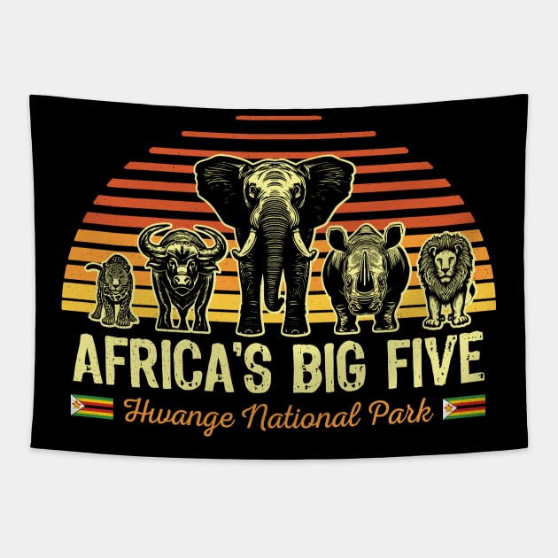 Africa's Big Five Safari | Leopard Rhino Elephant Buffalo Lion | Big 5 Africa | Hwange National Park Tapestry by BraaiNinja