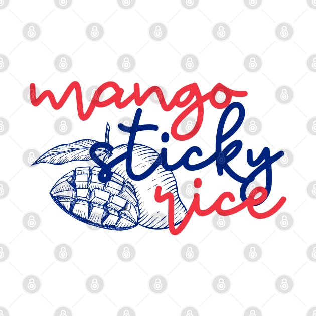 mango sticky rice - Thai red and blue - Flag color - with sketch by habibitravels