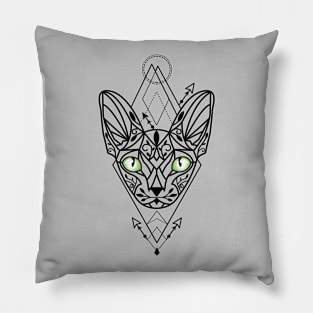 Green Eyed Sphinx cat tattoo Pillow