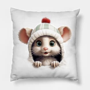 Christmas Peeking Baby Mouse Pillow