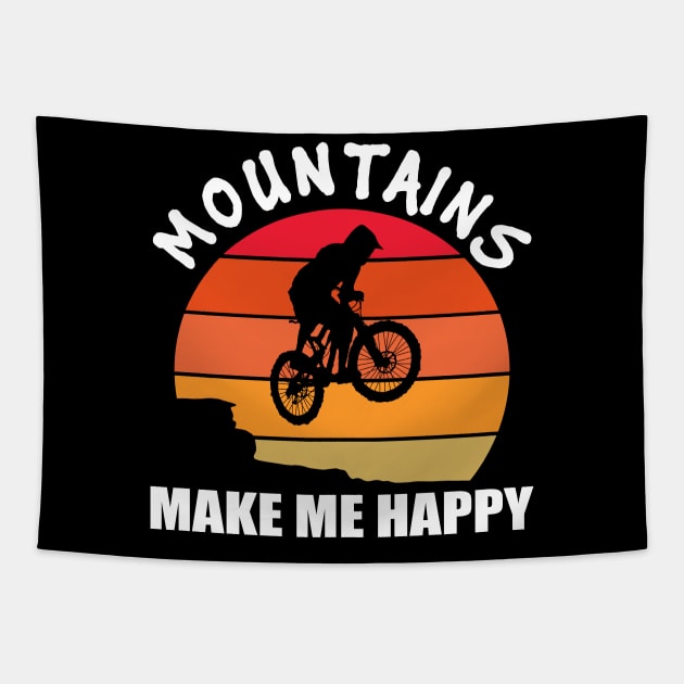 Mountains Make Me Happy Dirt Bike Retro Vintage Tapestry by vnteees1