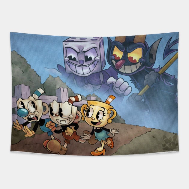 The Cuphead Show 1st Anniversary Tapestry by Maru-Chan-Shop