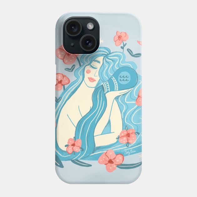 Aquarius Zodiac - Blue Phone Case by cindyrosestudio