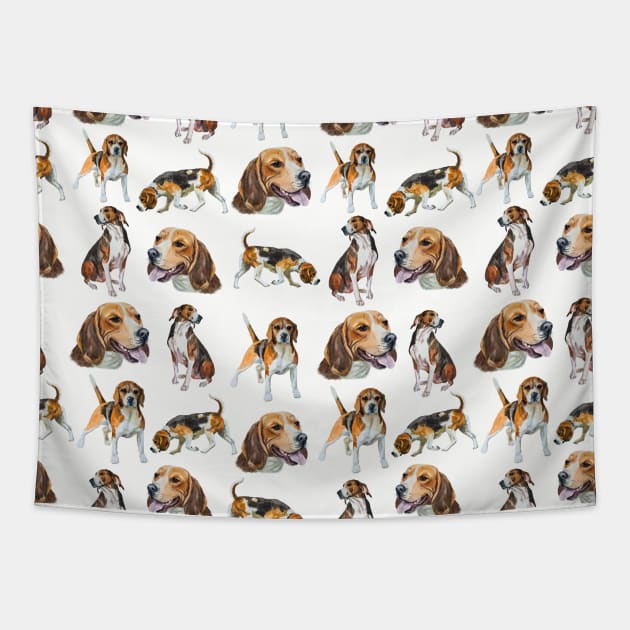 watercolors beagles Tapestry by VicaVeresk