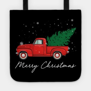 Merry Christmas Retro Vintage Red Truck Tote