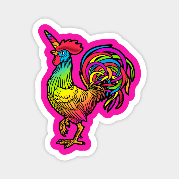 Unicorn Chicken Rainbow Magnet by fizzyllama