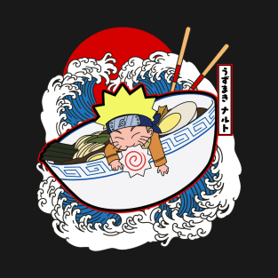 Anime Ramen Bowl Japanese Waves T-Shirt