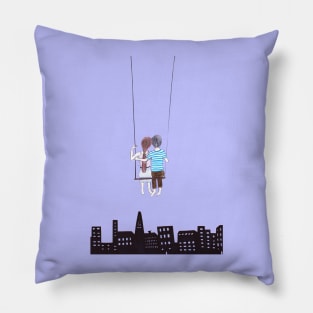 Couple on a swing Pillow