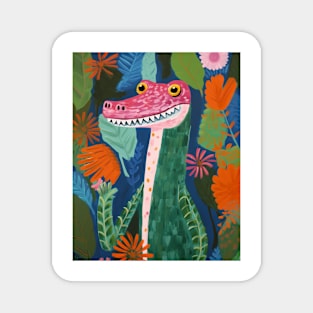 Crocodile and flowers Magnet