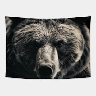 A brown bear in nature that looks cute and cuddly looks warm. Tapestry