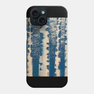 Winter White Birch Trees on Blue Background Phone Case