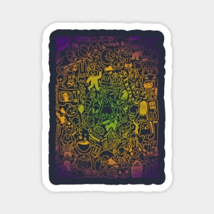 Halloween Doodle (circular gradient) Magnet