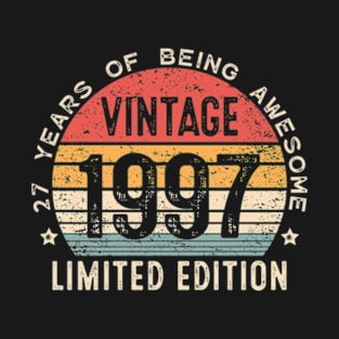 27th Birthday Vintage 1997 Men Women 27 Years Old Retro T-Shirt