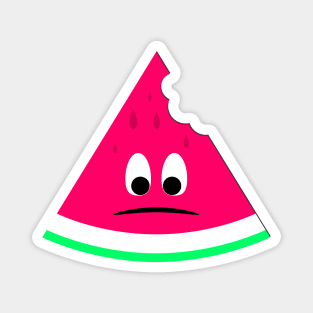 Cute sad bitten piece of watermelon Magnet