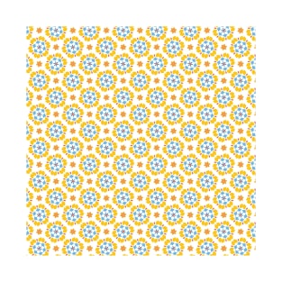 Yellow & Blue Floral Pattern T-Shirt