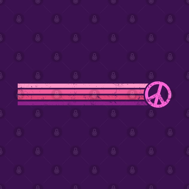 RETRO PEACE STRIPES - Pink & Purple by Jitterfly