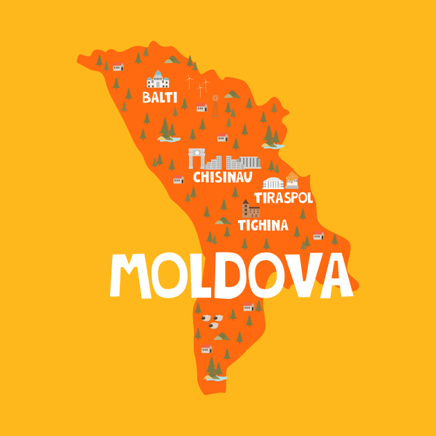 Moldova Illustrated Map by JunkyDotCom