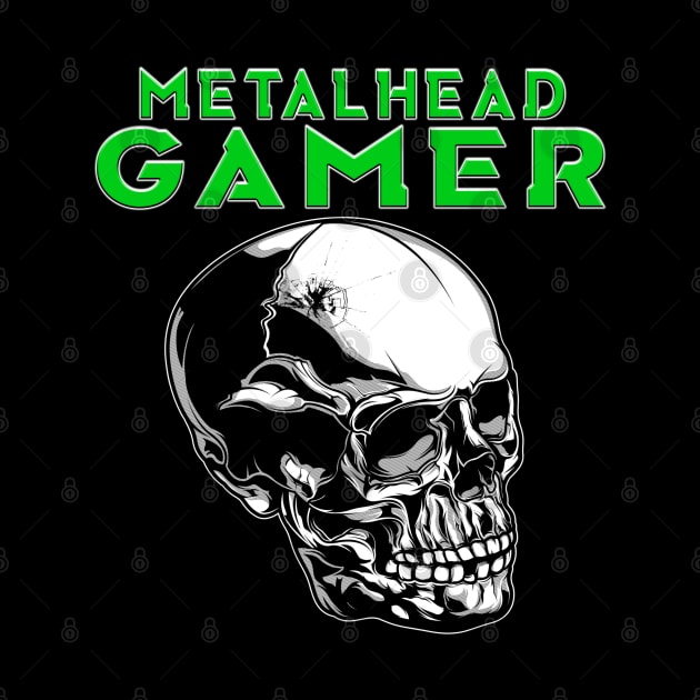 Metalhead Gamer Full Skull Green by Shawnsonart