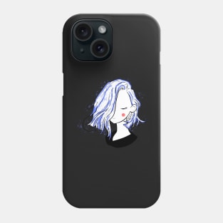 Pretty girl short hairstyles - blue black Phone Case