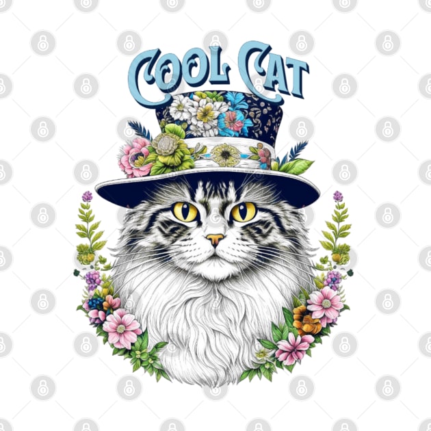 Cool Cat in a Floral Hat by VioletGrant