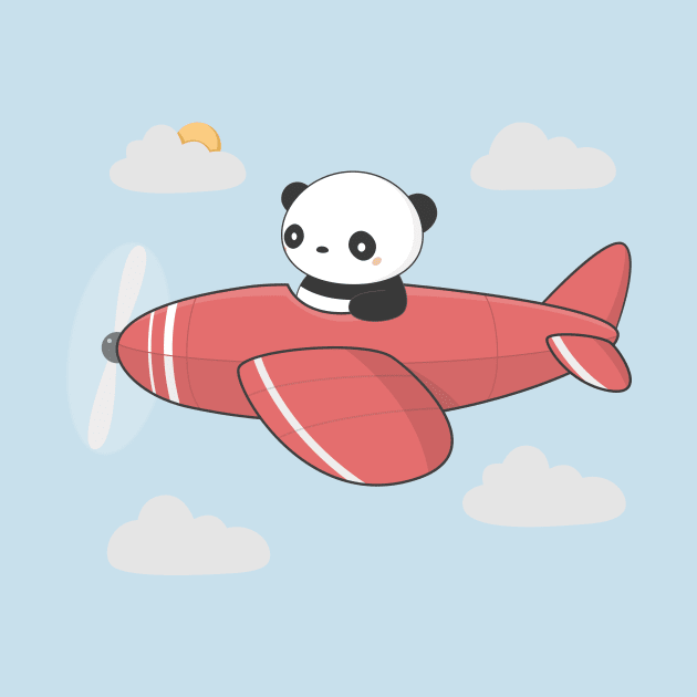 Kawaii Cute Panda Flying by wordsberry