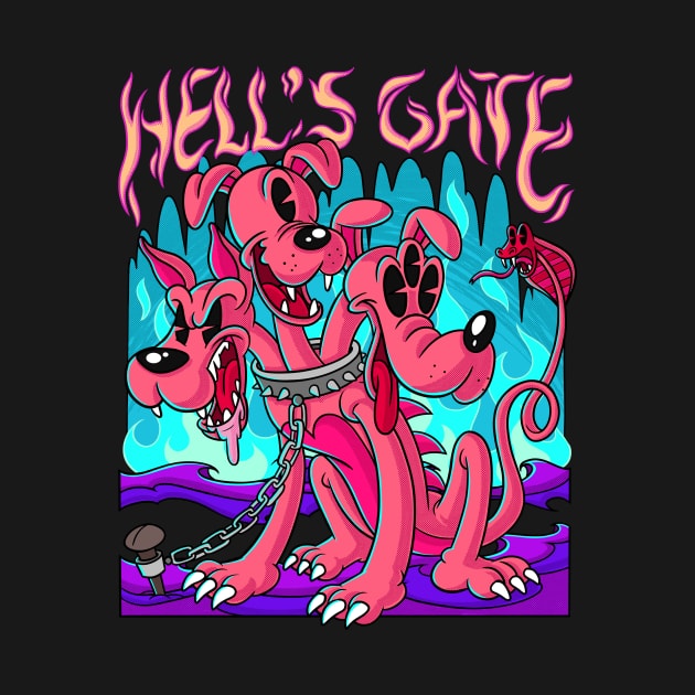 Blackcraft Kawaii Cerberus Hell's Gate Retro Cartoon Pastel Goth by Juandamurai