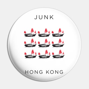 Red Sails, The Yesteryear of Hong Kong on an Old Junk Sailing Boat Pin