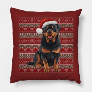 Funny Rottweiler Dog Christmas Ugly Pillow