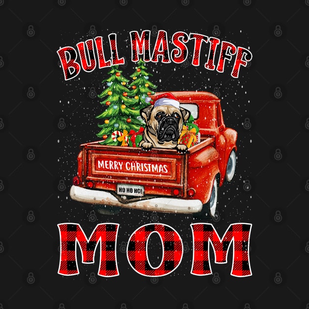 Christmas Bull Mastiff Mom Santa Hat Truck Tree Plaid Dog Mom Christmas by intelus