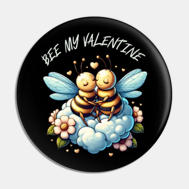 couple of bees embracing on a cloud Pin by StyleTops