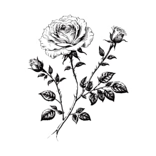Rose Flower Monochrome T-Shirt