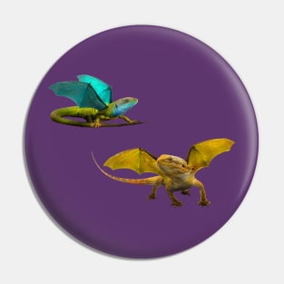 Yellow and Blue Dragon on Purple Pin