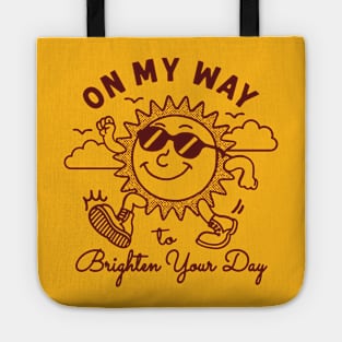 Vintage Sunshine Shirt On My Way To Brighten Your Day Funny Shirts Cute Graphic Shirts for Women Men Kids Cool Shirt Original Positive Karma Tote