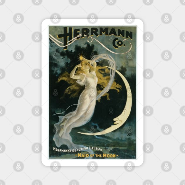 Herrmann Co.Vintage Maid of the Moon Magic Poster Magnet by talesanura