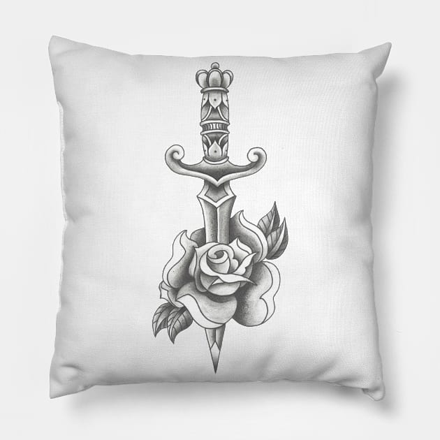 Dagger and Rose Pillow by Tanisha Vidale