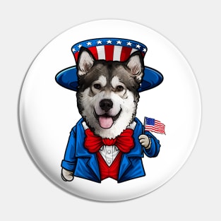 Fourth of July Alaskan Malamute Pin