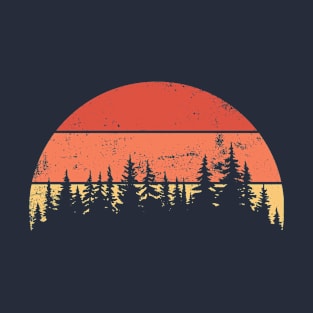 Camping Gift, Nature Lover, Sunset Retro T-Shirt