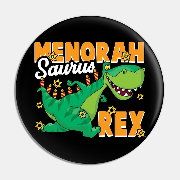 Menorah Saurus Rex Cute Hanukkah Tyrannosaurus Dinosaur Gift Pin by paynegabriel