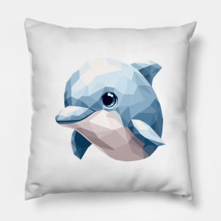 Tranquil Waters: Low Poly Dolphin Pillow