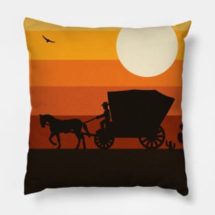 Wild Ride - Retro Vintage Sunset Sky American West Pillow