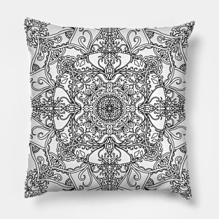 Intricate Black Mandala Design Pillow